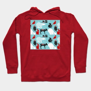 Winter Woodland Friends Pattern Square Hoodie